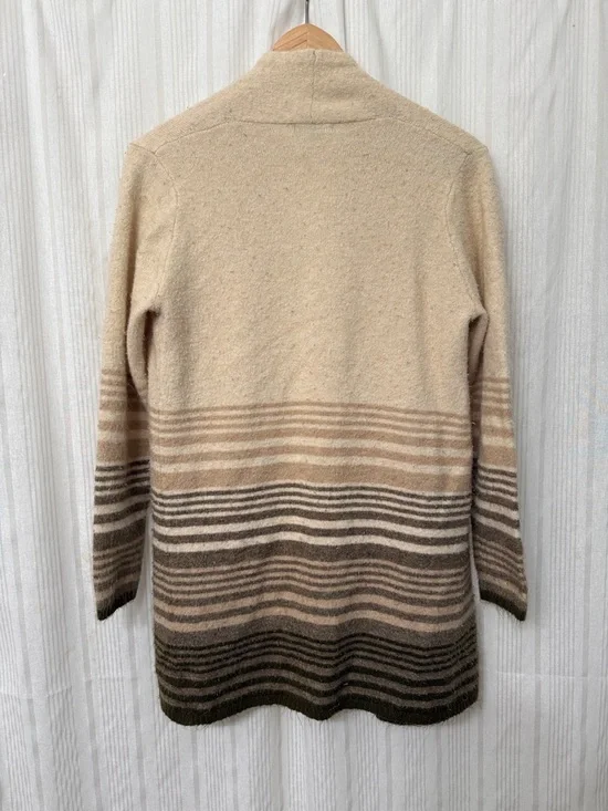 Pink Clover StitchFix Oatmeal & Brown Fuzzy Open Cardigan - Picture 2 of 5